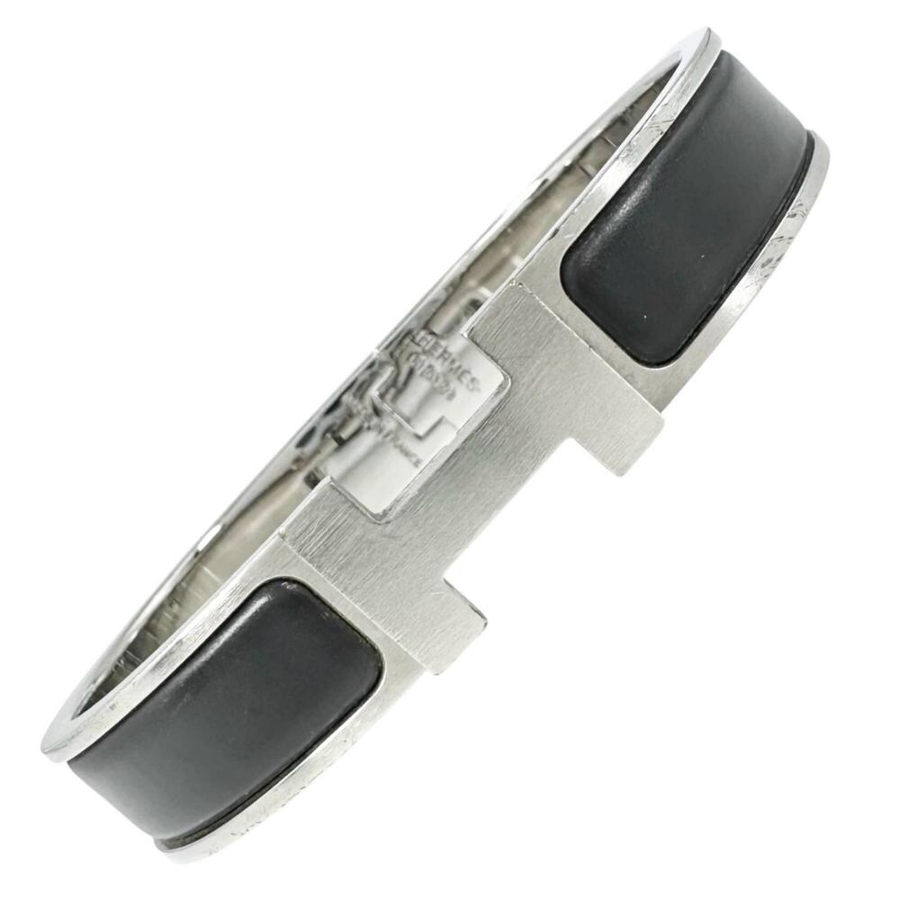 HERMES Clic Clac H Bangle, Plated Black Silver, Men's & Women's